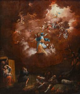 XVIII secolo, scuola fiamminga, L’apparizione dell’angelo ai pastori